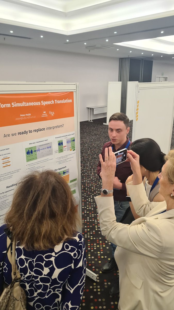 LINDAT/CLARIAH-CZ (@lindatclariahcz) on Twitter photo <a href="/LindatClariahCZ/">LINDAT/CLARIAH-CZ</a> is very active at <a href="/CLARINERIC/">CLARIN ERIC</a> Annual Conference 2024 in Barcelona. <a href="/_peter_polak_/">Peter Polák</a> 's work on automatic interpreting caught a lot of attention - everybody is curious if interpreters will still have their jobs... <a href="/matfyz/">Matematicko-fyzikální fakulta Univerzity Karlovy</a> @unikarlova <a href="/vedavyzkum_cz/">VědaVýzkum.cz</a> <a href="/ufal_cuni/">Institute of Formal and Applied Linguistics</a> <a href="/LindatClariahCZ/">LINDAT/CLARIAH-CZ</a> is very active at <a href="/CLARINERIC/">CLARIN ERIC</a> Annual Conference 2024 in Barcelona. <a href="/_peter_polak_/">Peter Polák</a> 's work on automatic interpreting caught a lot of attention - everybody is curious if interpreters will still have their jobs... <a href="/matfyz/">Matematicko-fyzikální fakulta Univerzity Karlovy</a> @unikarlova <a href="/vedavyzkum_cz/">VědaVýzkum.cz</a> <a href="/ufal_cuni/">Institute of Formal and Applied Linguistics</a>
