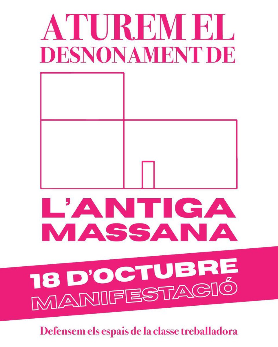 Perquè defensar l'Antiga Massana és defensar una ciutat per a la classe treballadora!

👉 Quedem a Pl. de Sants a les 16:30h, per arribar juntes cap a les 17:30h a Pl. Gardunya. 

L'ANTIGA MASSANA ES QUEDA AL BARRI!