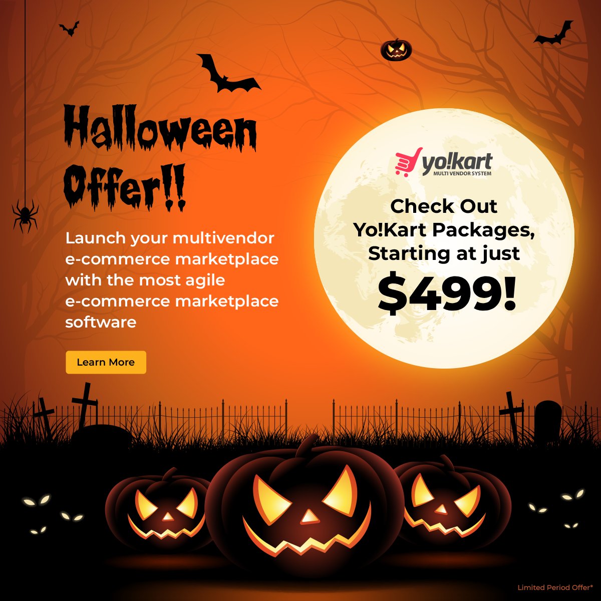 Yo_Kart's tweet image. Halloween Offer!
Take a first step towards fulfilling your entrepreneurial dreams, by launching online marketplace, using eCommerce marketplace software Yo!Kart.
Offer valid for a limited time only. 
For more visit: yo-kart.com/multivendor-ma…
#offers #nocodesolutions #software
