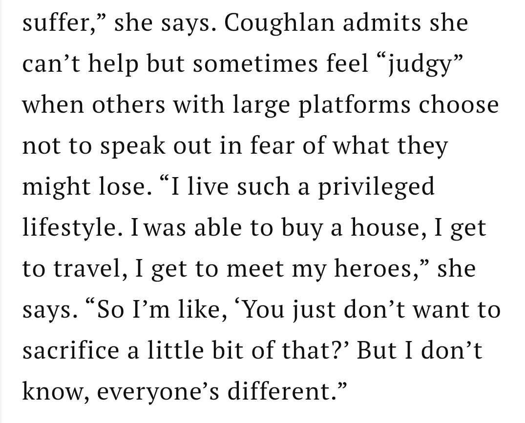 polinlover3's tweet photo. “I live such a privileged lifestyle. I was able to buy a house, I get to travel, I get to meet my heroes,” “So I’m like, ‘You just don’t want to sacrifice a little bit of that?’”

Nicola Coughlan about people with large platforms not speaking about Gaza https://t.co/ouaalHVdDW