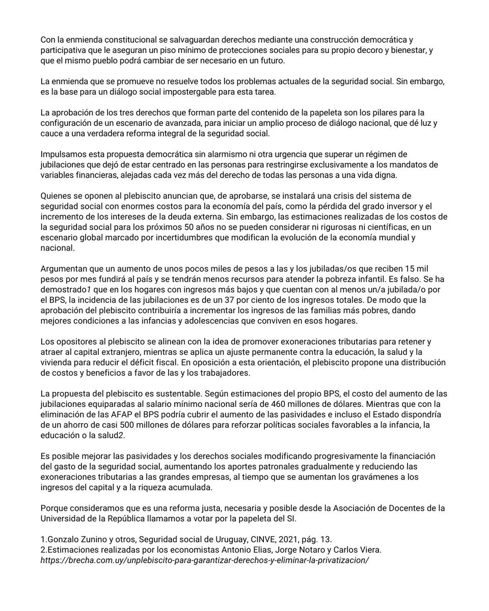 "Quienes  se oponen al plebiscito anuncian que de aprobarse, se instalará una crisis del sistema de seguridad social con enormes costos para la economía del pais..." 
Declaración completa👇🏻#universitariosunidosporelsi 
#porjubilacionesdignas