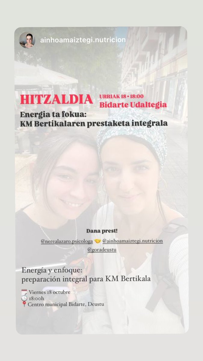 Kirola eta osasuna maite eta bultzatzen duten bi pertsonen hitzaldia #kilometrobertikala