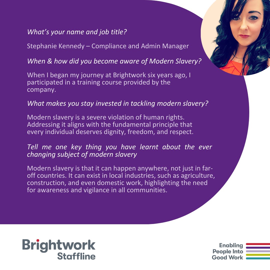 Brightworkltd's tweet photo. ⭐ Anti-Slavery Week: Meet Our Compliance Team ⭐
We're proud of their work ensuring we comply with laws on Modern Slavery and help fight exploitation.

Read our latest Modern Slavery Statement: https://t.co/aiuHbM4M6c

#AntiSlaveryWeek https://t.co/d7EWjqeD6l