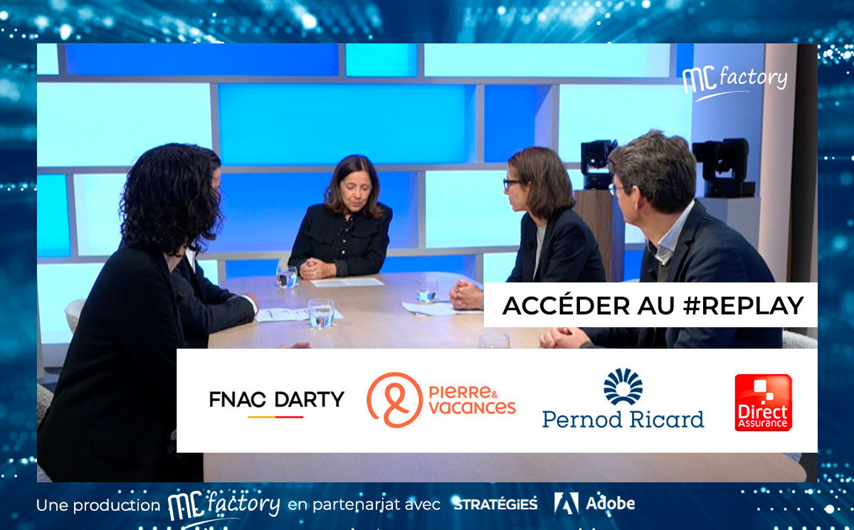 MC_Factory's tweet photo. [📢WebTV] #Marques : Comment innover dans un monde post #Cookieless, #Consent, #DMA, #IAAct ? 

📌 Le #replay est disponible 👉 https://t.co/BRGrQcMZl0

Merci à @Pierre_vacances @GroupeFnacDarty @DirectAssurance et @Pernod_Ricard pour vos riches insights.

#MCFactory_TV #MarketingDigital