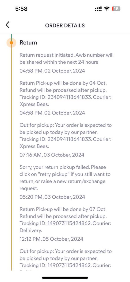 anuphunk's tweet photo. @Meesho_Official @meesho_support created return request on 2 Oct, which is still not picked. Called customer care at least 5 times, Is 2 weeks time is not enough to pick a parcel? Or you don’t want to give refund so not picking it. @viditaatrey 
#MeeshoScam https://t.co/8GcLjzimQy