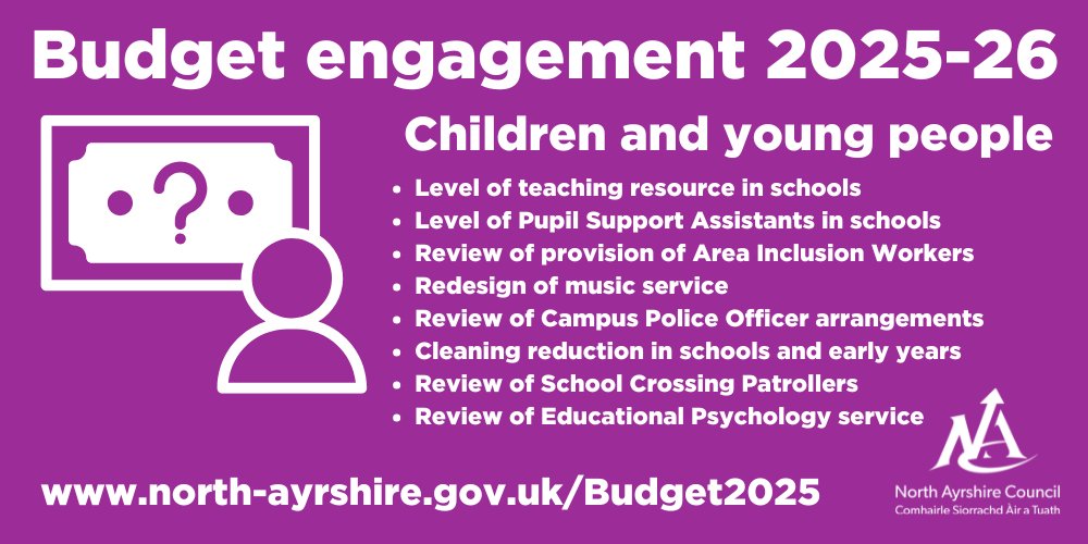 We're seeking the views of communities across a range of areas ahead of next year's budget.

One of those areas focuses on schools and related services for children and young people.

Please let us know your thoughts here: forms.office.com/pages/response…

#NACBudget2025