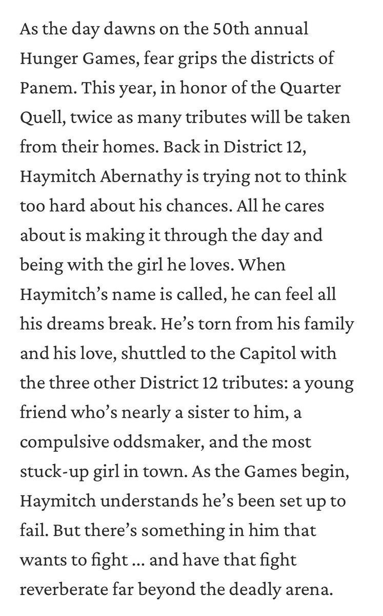 FilmUpdates's tweet image. The official synopsis for Suzanne Collins’ ‘SUNRISE ON THE REAPING.’