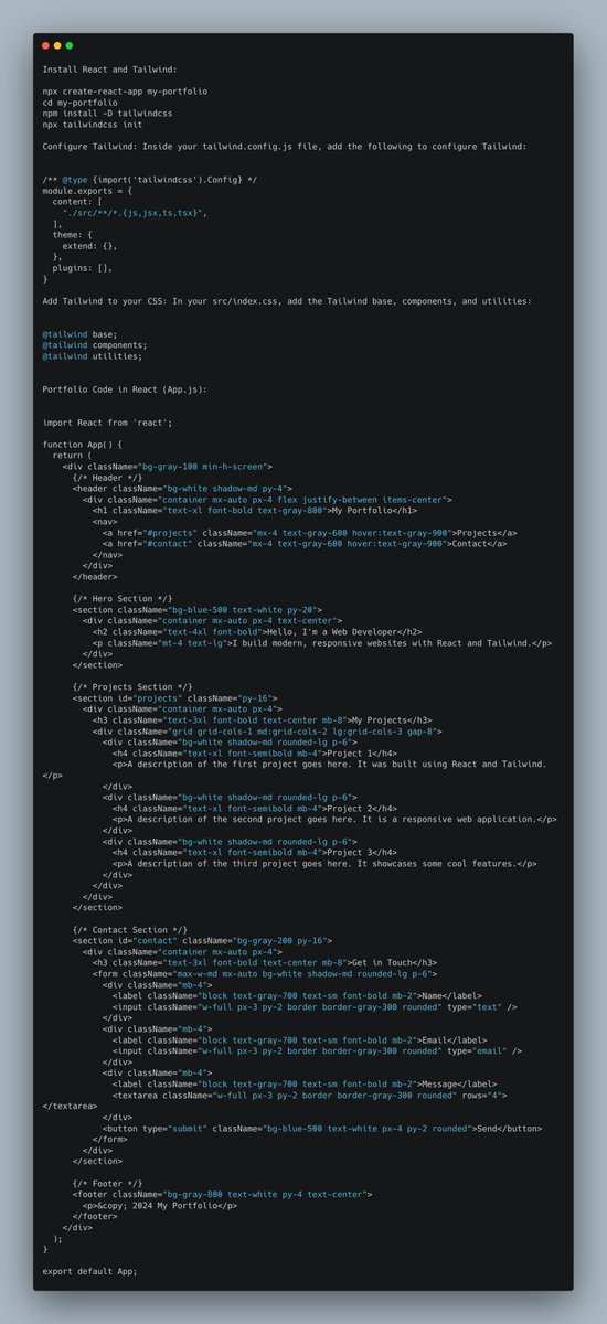 NanouuSymeon's tweet image. Simple portfolio using React and Tailwind CSS: