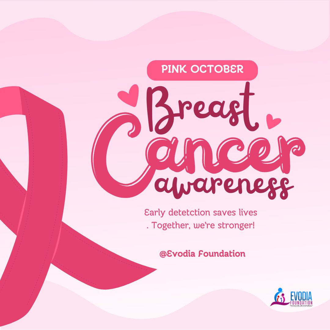 EvodiaFound's tweet photo. Pink October with a purpose, advocating for breast cancer awareness!
As a symbol of hope and strength, united against breast cancer, let’s raise awareness and save lives!!! 
#EvodiaFoundation #BreastCancerAwareness #BreastMatter https://t.co/1UFWGV3UPS