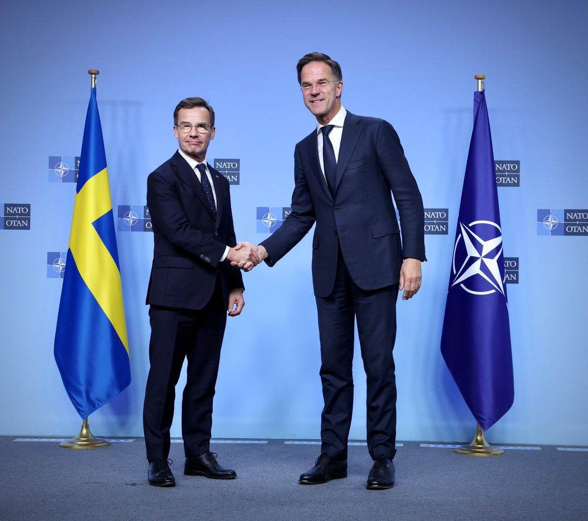 Delighted to welcome <a href="/SwedishPM/">Ulf Kristersson</a> Ulf Kristersson to NATO HQ. #Sweden 🇸🇪 is a highly valued #NATO Ally, contributing in many different ways to our shared security &amp; collective defence. Thank you for your commitment to our transatlantic Alliance.