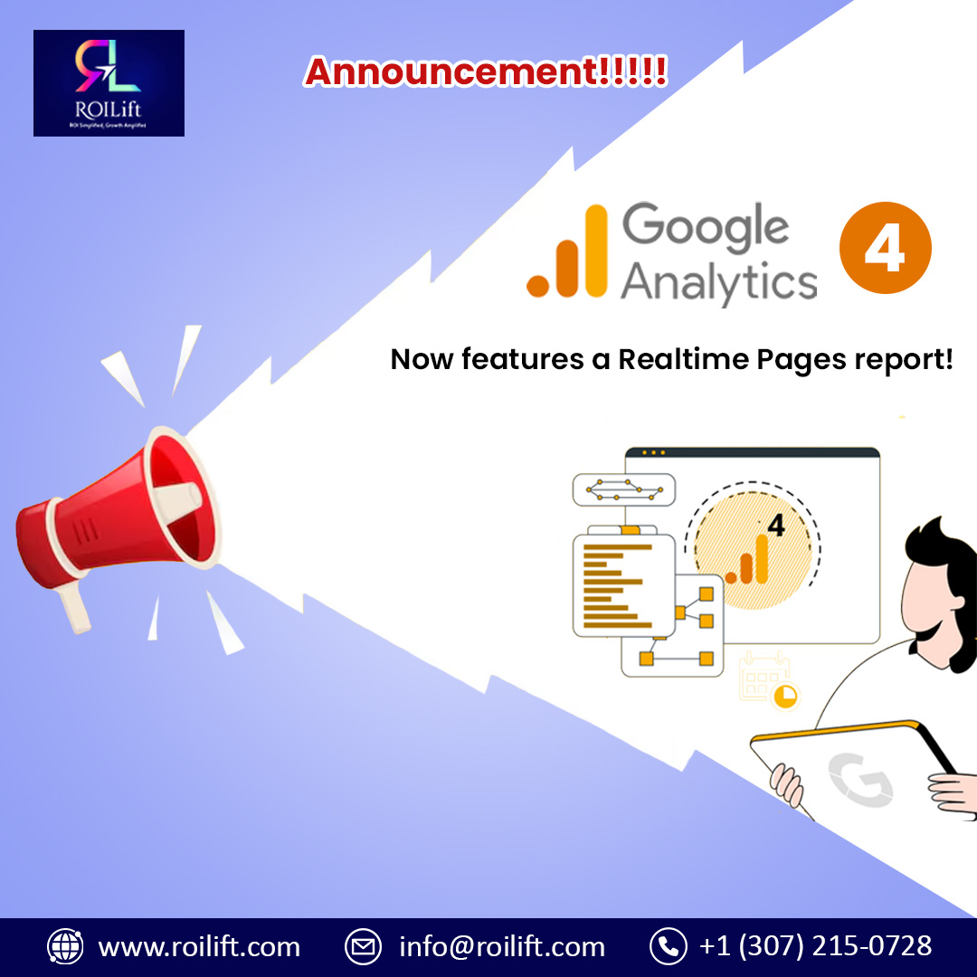 ROILift's tweet image. Get live insights into your website's #performance with real-time #pageviews and active user counts.

𝐖𝐢𝐭𝐡 𝐭𝐡𝐞 𝐧𝐞𝐰 #𝐆𝐀𝟒 #𝐑𝐞𝐚𝐥𝐭𝐢𝐦𝐞 𝐏𝐚𝐠𝐞𝐬 𝐫𝐞𝐩𝐨𝐫𝐭, 𝐲𝐨𝐮 𝐜𝐚𝐧:
➡ Check total views and active users over the last 30 minutes
 
#GoogleAnalytics #seo