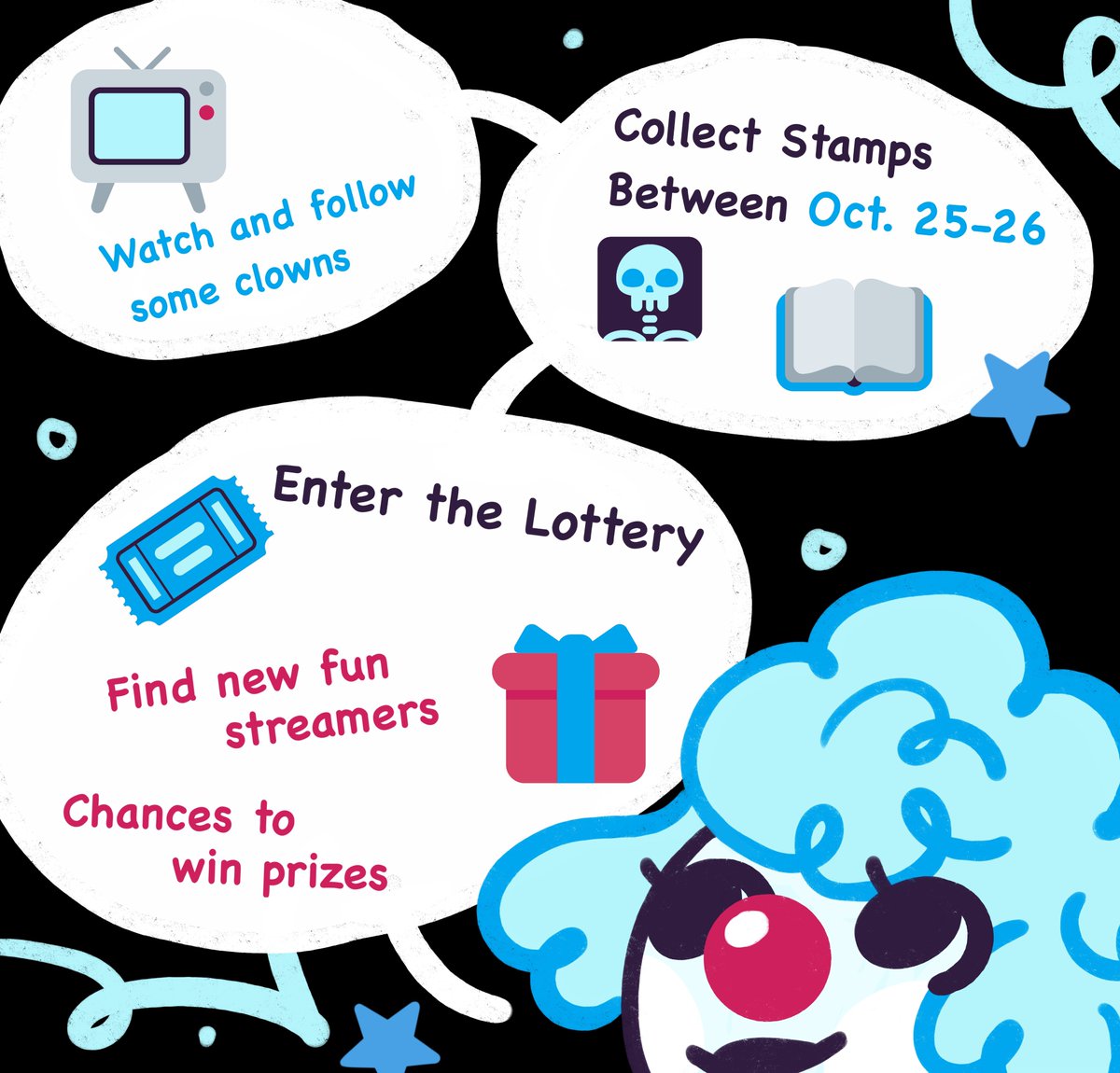 Catch me at the clown stamp rally event next week hosted by @.neoeva122 ! the prizes are pretty dope!!