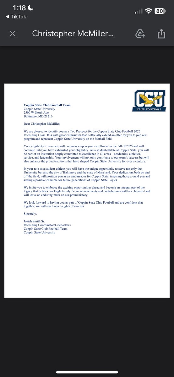kingmcmillerr's tweet photo. #AGTG blessed to receive my first d1 hbcu offer from coppin state university! @Coach_Smith55 @GarrettLanger2 @kingj_jim @_CoachDaniel @MHSDawgsFB @MontevalloAC https://t.co/yoKVDNqe0j