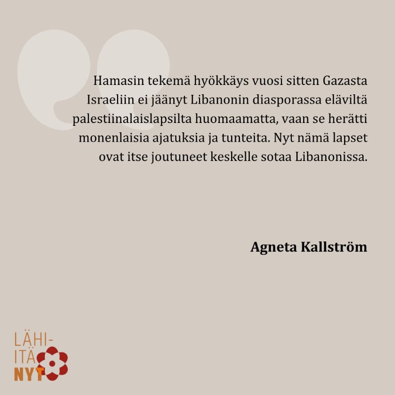 lahiitanyt's tweet photo. Agneta Kallström kirjoittaa uudessa blogikirjoituksessa Libanonissa elävien palestiinalaislasten ajatuksista, tunteista ja reaktioista Israelin ja Hamasin väliseen sotaan sekä avusta, jota he saavat vaikeiden asioiden käsittelemiseen.