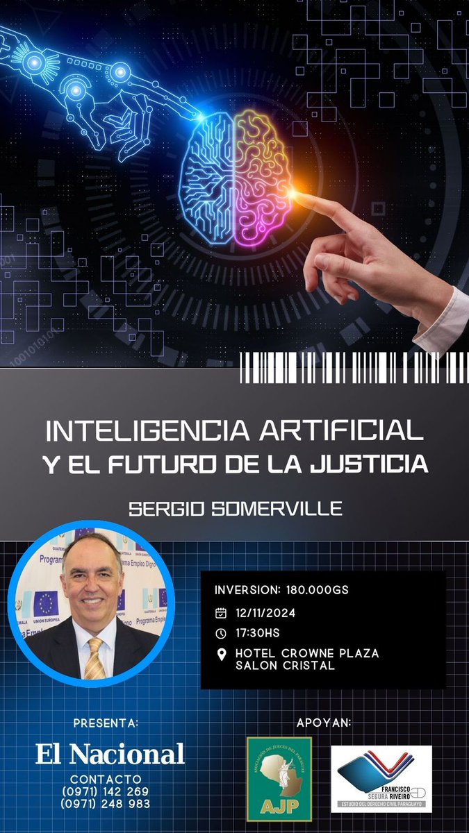 Inteligencia artificial y el futuro de la justicia ⚖️👨‍💻👩‍💻

🌎 El mundo avanza y la magistratura no puede estar ajena a los constantes cambios, por eso invitamos a la conferencia que brindará el especialista en estrategia digital y consultor del Banco Mundial, Sergio Somerville.