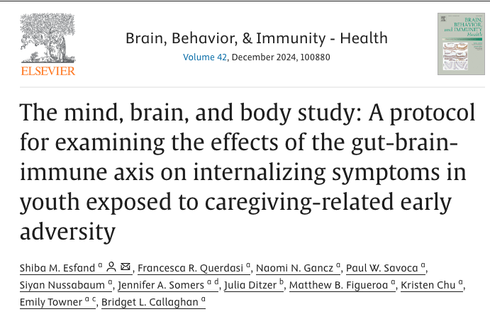 🧠My first-first author paper of grad school is officially hot off the press! 🧠
We detail a novel approach for assessing the effects of caregiving-related #adversity (e.g., maltreatment) on the #brain #gut #immune axis and #internalzing symptoms in youth
doi.org/10.1016/j.bbih…