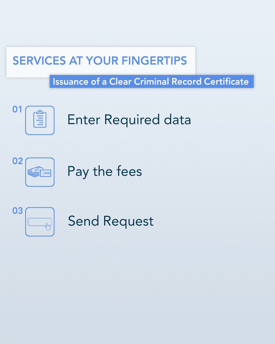 وزارة الداخلية (@moiuae) on Twitter photo إصدار شهادة بحث الحالة الجنائية
Issuance of a Clear Criminal Record Certificate
#خدماتي_رقمية
#go_digital
#خدمات_وزارة_الداخلية
#MOI_Services
<a href="/uaedgov/">الحكومة الرقمية لدولة الامارات</a> إصدار شهادة بحث الحالة الجنائية
Issuance of a Clear Criminal Record Certificate
#خدماتي_رقمية
#go_digital
#خدمات_وزارة_الداخلية
#MOI_Services
<a href="/uaedgov/">الحكومة الرقمية لدولة الامارات</a>