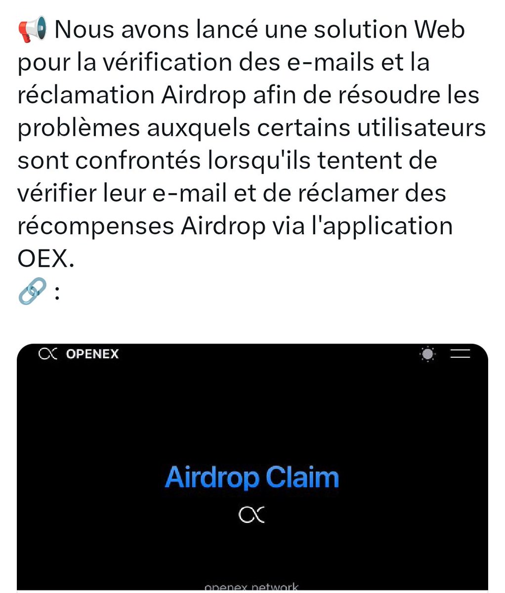 Sore13Sore's tweet image. Le problème de vérification de mail sur l&apos;application #openex régler vous pouvez le faire maintenant