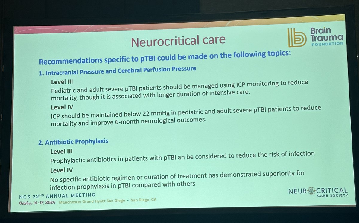 Executive summary for the management of penetrating TBI guidelines #NCS2024 
🧠46 key questions  
🧠Recommendations ONLY made if indication is unique to pTBI  
🧠Neurocritical care treatment recommendations: