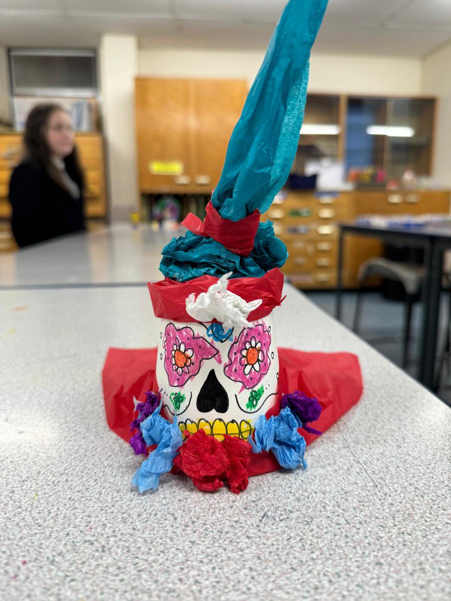 WalesHighHouse's tweet photo. We had an amazing time at House Art today and some colourful creepy creations were made 💀🌸💀🌼💀 Big Shout out to Mrs Pendlebury 🤩🤩🤩 https://t.co/uhaIHZmqKE