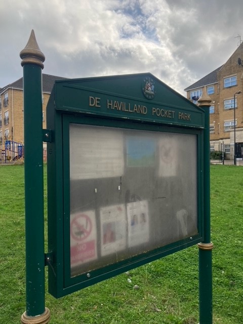 Queensbury officers patrolling Warren Way and De Havilland Pocket Park today