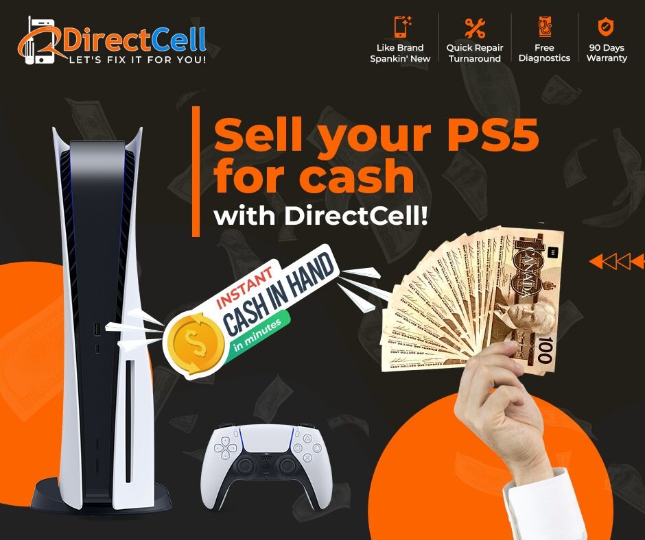 direct_cell's tweet photo. 🚀💸 Got a PS5 lying around? Turn it into INSTANT CASH at #DirectCell! 🎮💰

💥 Sell PS5 today and walk away with cash in hand in just minutes. 💵 

Let’s fix it or sell it – Direct Cell is your one-stop tech shop! 

Know more @ https://t.co/qmP4WNdQsO

#PS5ForCash #InstantCash https://t.co/2ceGtXfqHp