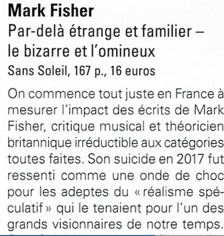 Très belle recension de "Par-delà étrange et familier" de Mark Fisher parue dans
<a href="/ArtPress_/">ArtPress_</a>
par Julien Bécourt.  #markfisher #artpress #hobodiffusion #editionssansoleil