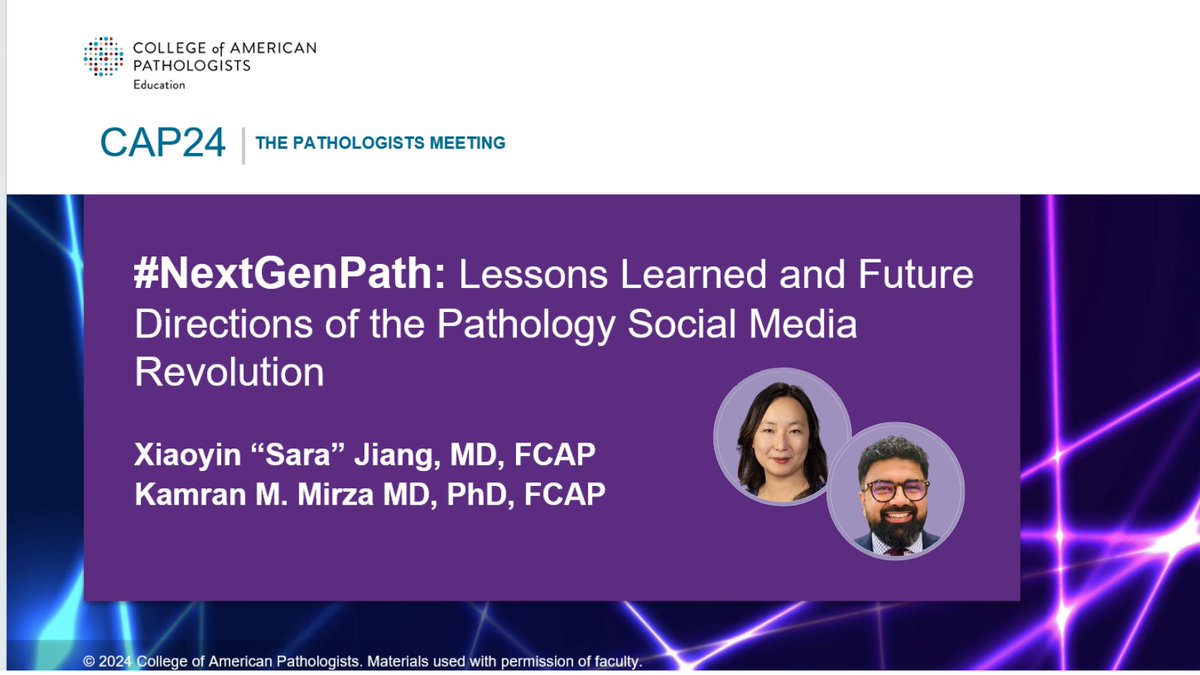 KMirza's tweet image. Excited to team up with Dr. Sara Jiang @Sara_Jiang at #CAP24 to discuss how #socialmedia is transforming pathology education, networking, and #DEIB. Let’s explore the power of #PathTwitter and the future of AI-driven engagement -- see you there bright and early 10/20/24 at 7:30