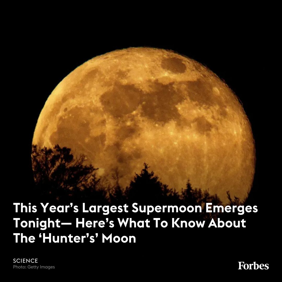 Forbes's tweet photo. The moon is expected to be near its closest point to Earth tonight, resulting in the largest supermoon this year. https://t.co/Rr6IDZsMZT https://t.co/9pNg554Sac