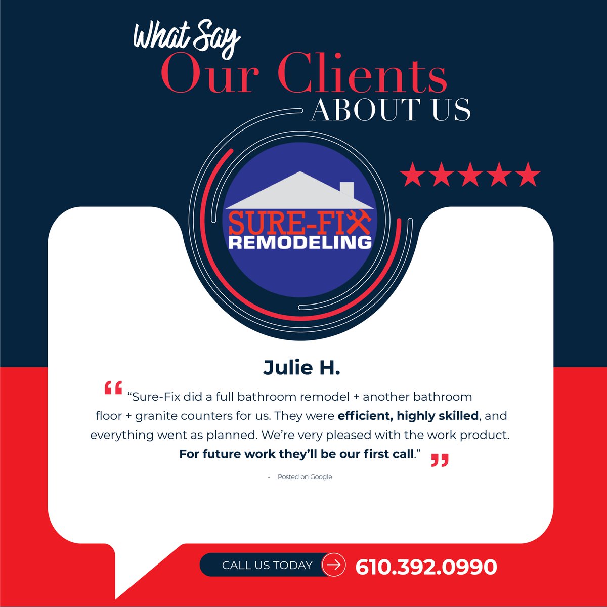 SureFixLV's tweet photo. We enjoy working for our clients and are so grateful when they take the time to leave a great review! #happyclientshappymeโค๏ธ #SureFix https://t.co/R07MQJbox8