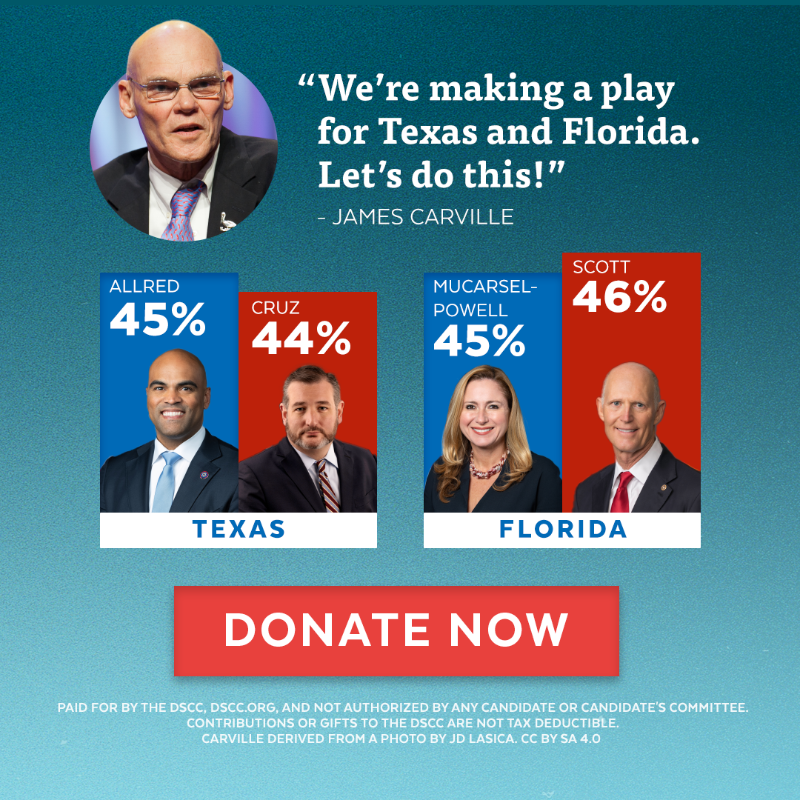 dscc's tweet photo. Did you hear what James Carville said about Senate elections??
