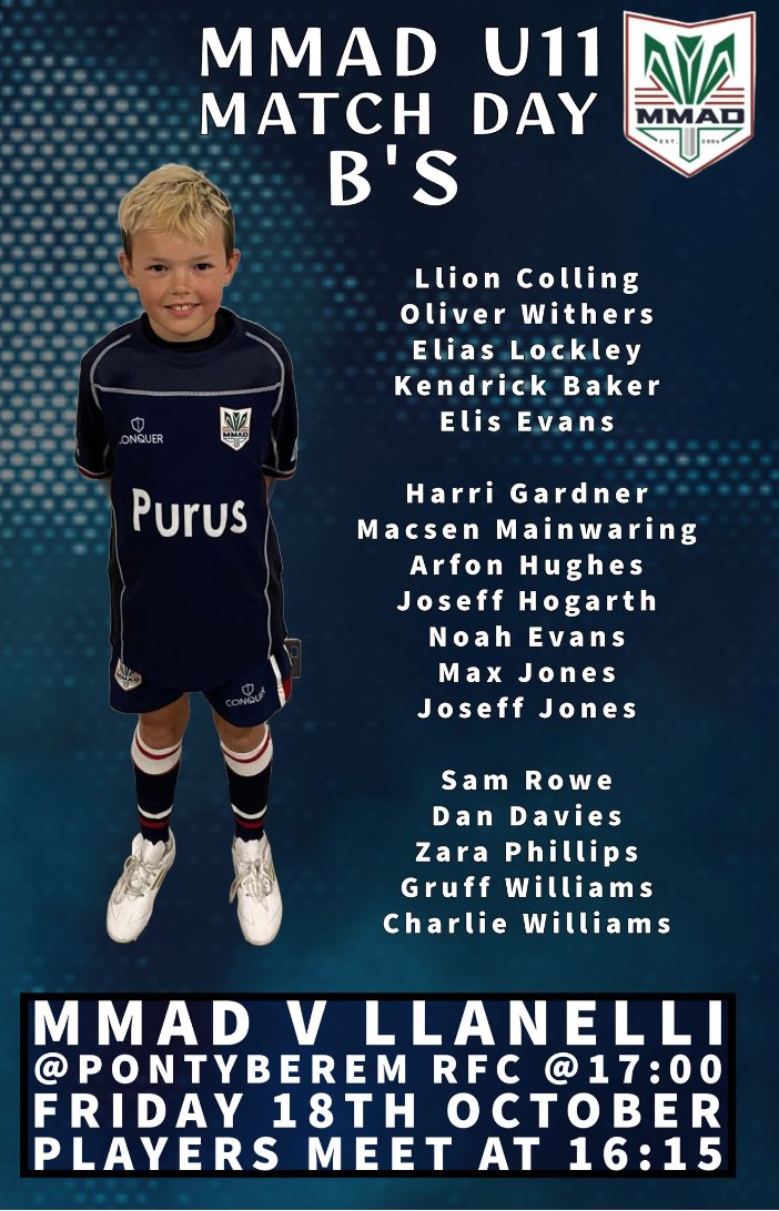 Pob dymuniad da i bawb nos Wener v <a href="/LlanelliU11s/">Llanelli Schools U11</a> - mwynhewch😀!  Diolchiadau enfawr i <a href="/PontyberemRFC/">PontyberemRFC</a> am eu caredigrwydd i gynnal y gemau👏.

Best wishes to everyone on Friday v <a href="/LlanelliU11s/">Llanelli Schools U11</a> - enjoy😀!    Huge thanks to <a href="/PontyberemRFC/">PontyberemRFC</a> for their kindness in hosting the games👏.