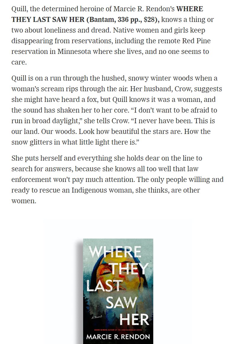 Jacqui_Lipton's tweet photo. Congratulations to @MarcieRendon for this terrific review in the NY Times of her recent release WHERE THEY LAST SAW HER. @TheTobiasAgency @penguinrandom https://t.co/dUsixXfVSL