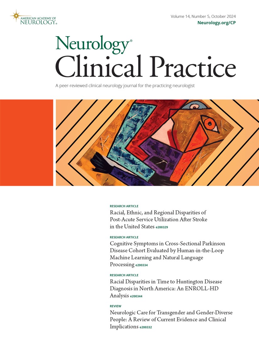 Check out the latest issue of Neurology® Clinical Practice: bit.ly/3NpQq7A

This month's cover features the artwork of Usaamah Khan, MD. <a href="/DrUsaamahKhan/">Usaamah M. Khan, MD</a>