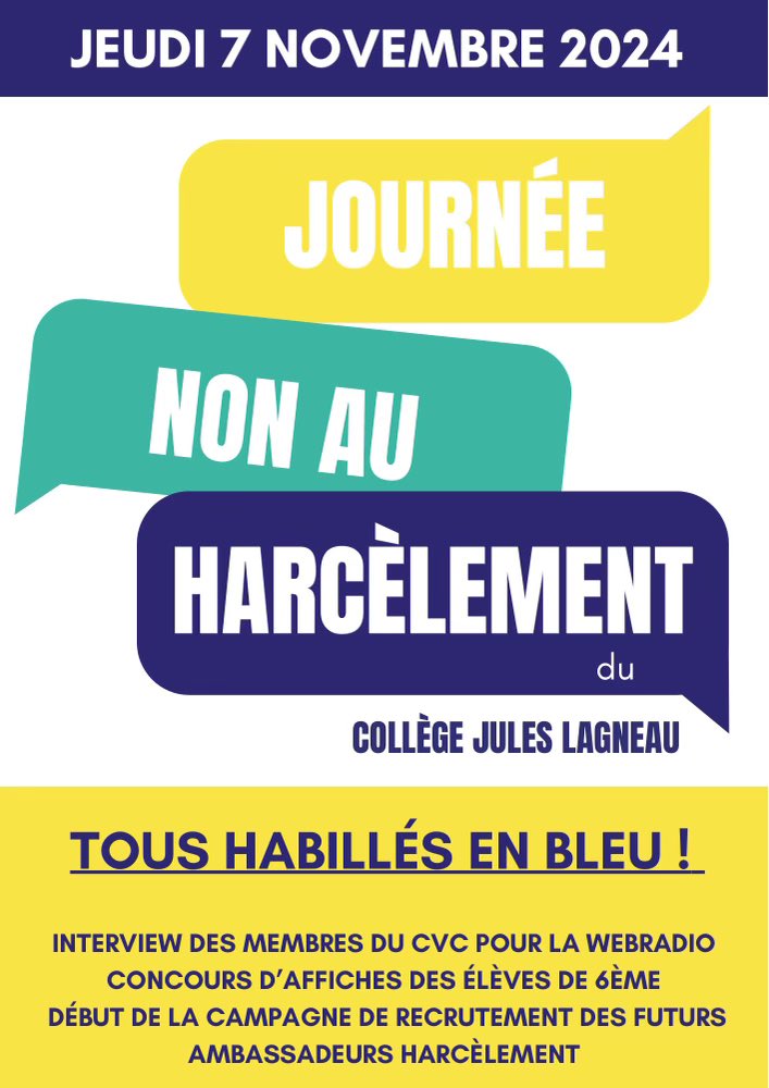 LagneauJules's tweet photo. Les élèves et le personnel du collège se mobilisent pour la journée « Non au harcèlement » ! 😌 Département de la MoselleMetz #nah #harcelementscolaire #nonauharcelementscolaire https://t.co/4HIwfjMDBi