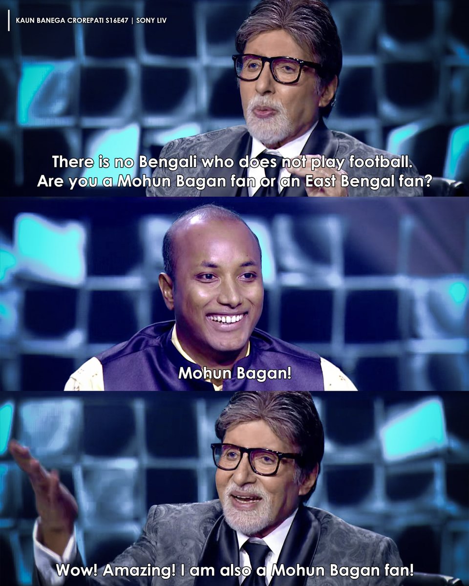 mohunbagansg's tweet photo. BigB knows which team to support in Kolkata Derbies 😏

#MBSG #JoyMohunBagan #আমরাসবুজমেরুন https://t.co/CvMPO9DEhW