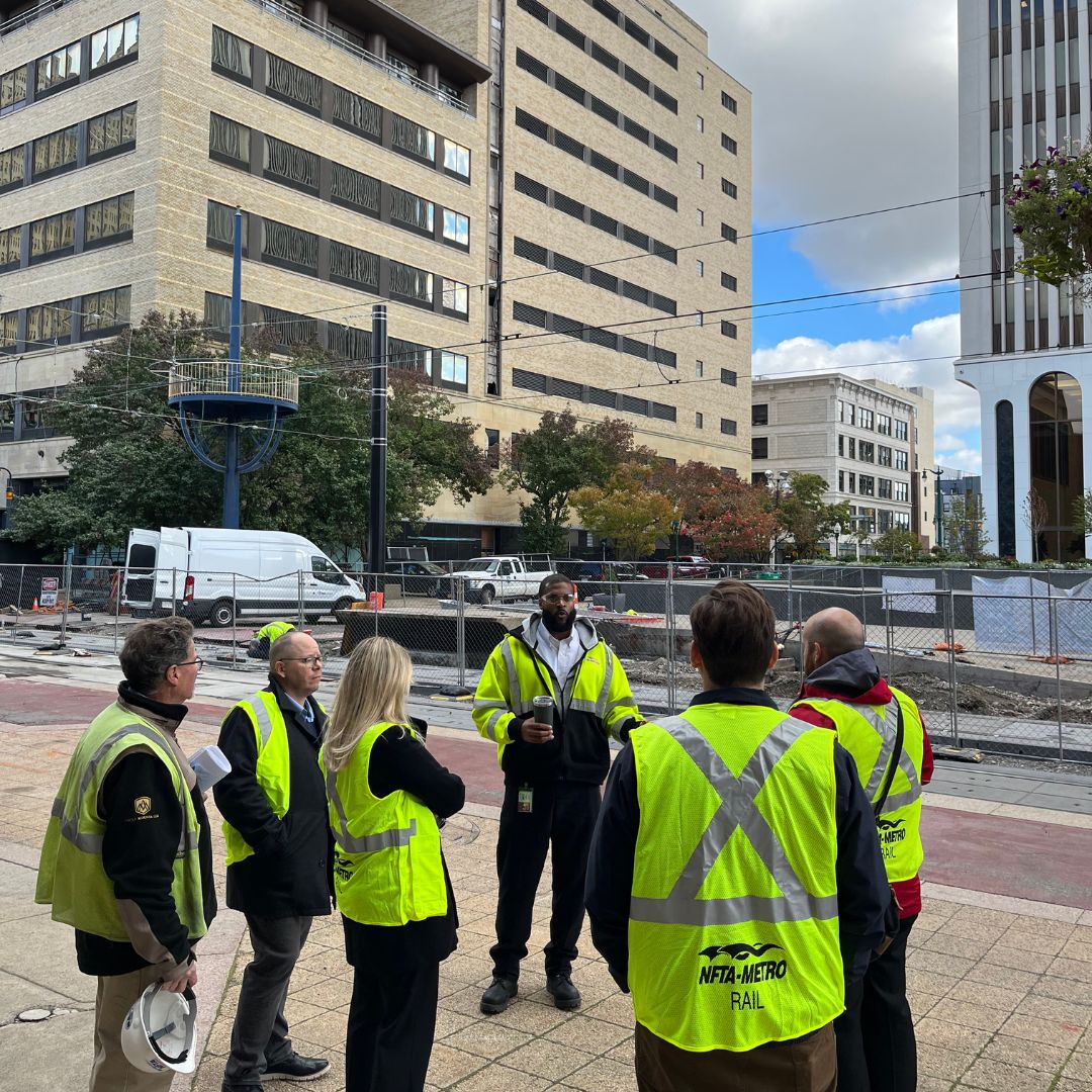 NFTAMetro's tweet photo. ποΈ Rail Renewal! ποΈ
On Tuesday, during the ongoing @NYPublicTransit conference here in #Buffalo, we gave a walking tour of the excellent progress being made to improve our rail system along Main Street. π
#NYPTA | #publictransportation https://t.co/ITr6MyfqFP