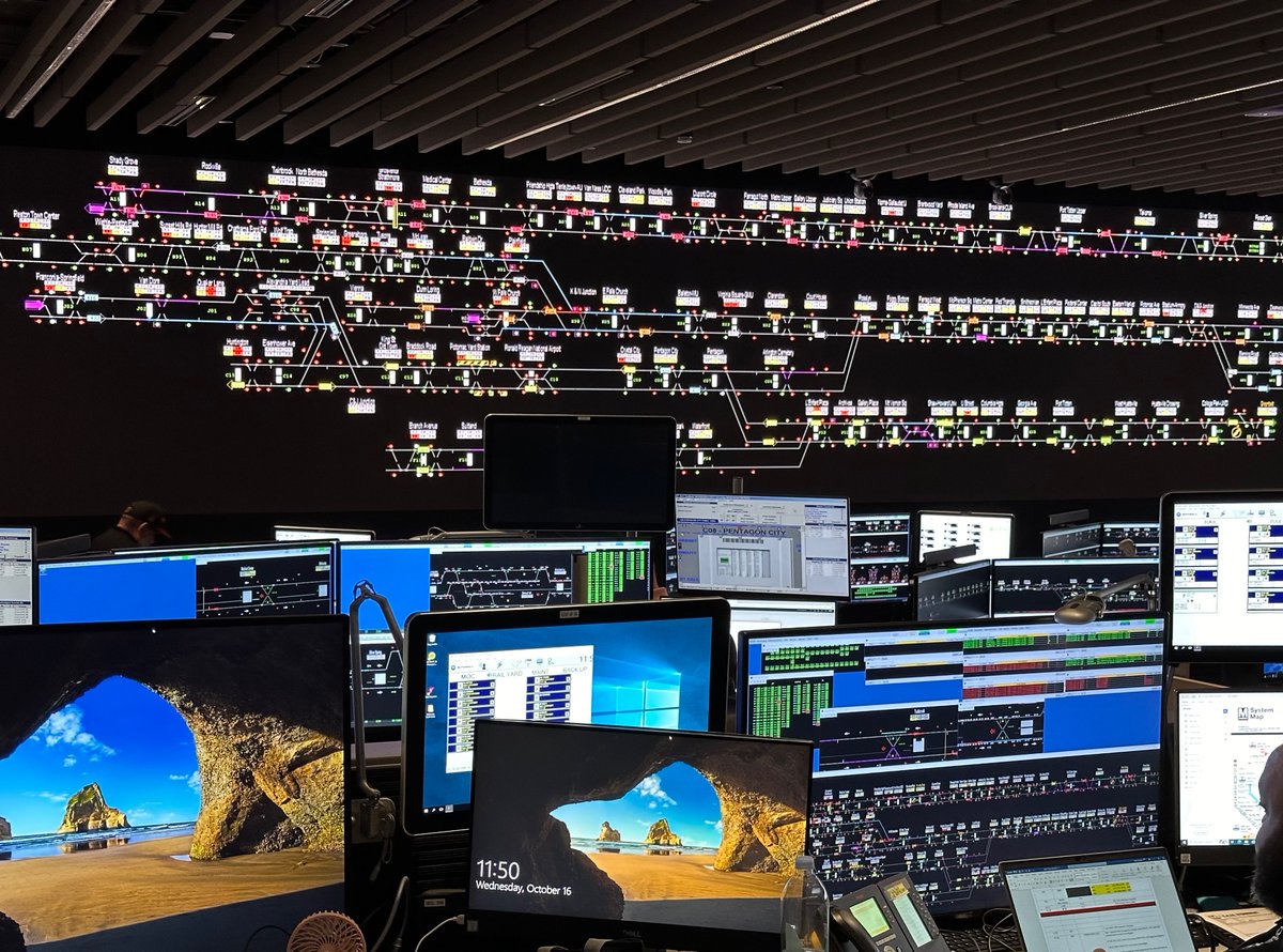 Tracy Hadden Loh 🌸 (@lohplaces) on Twitter photo Finally made it to <a href="/wmata/">Metro Forward</a>’s integrated control center for rail, bus, and security. Very cool to see MetroPulse integration - just an incredible amount of transparency between operations and the public. I watched a Yellow Line train be guided through the Mt. Vernon turnback too. Finally made it to <a href="/wmata/">Metro Forward</a>’s integrated control center for rail, bus, and security. Very cool to see MetroPulse integration - just an incredible amount of transparency between operations and the public. I watched a Yellow Line train be guided through the Mt. Vernon turnback too.
