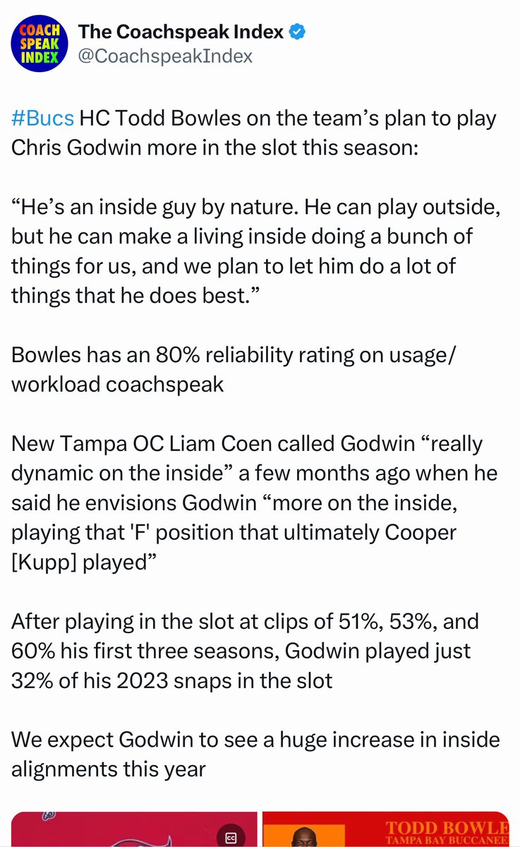 CoachspeakIndex's tweet photo. Liam Coen playing Chris Godwin in the Cooper Kupp role = WR5 in PPG

Zac Robinson playing Drake London in the Puka Nacua role = WR9 in PPG https://t.co/H800wDgy13