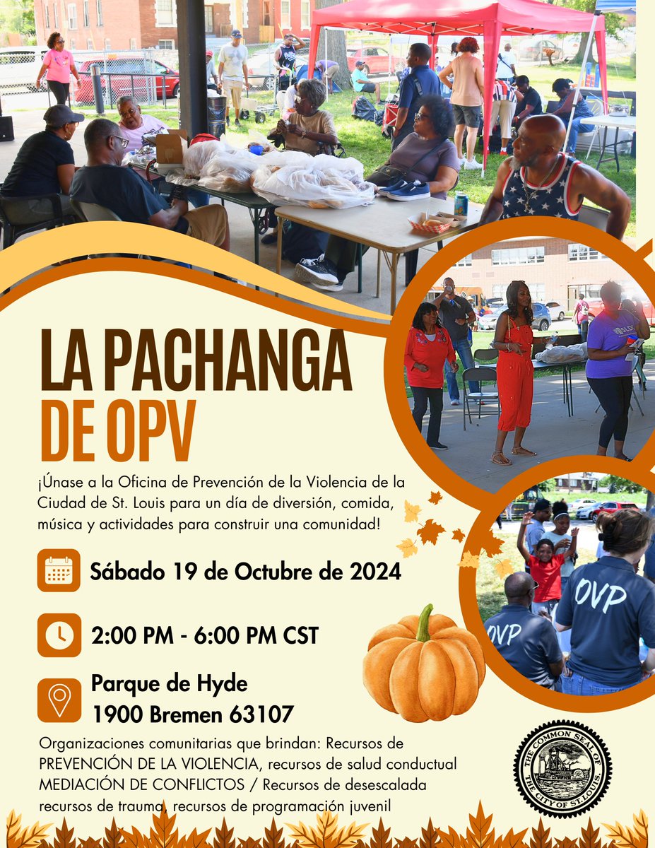 🍂 THIS SATURDAY!  OVP Kickback at Hyde Park from 2-6 PM for a day of fun, food, music, and more! 🌟 Connect with your community and learn about resources to prevent violence and promote health. 💙 #OVPKickback #CommunityUnity #StLouisEvents