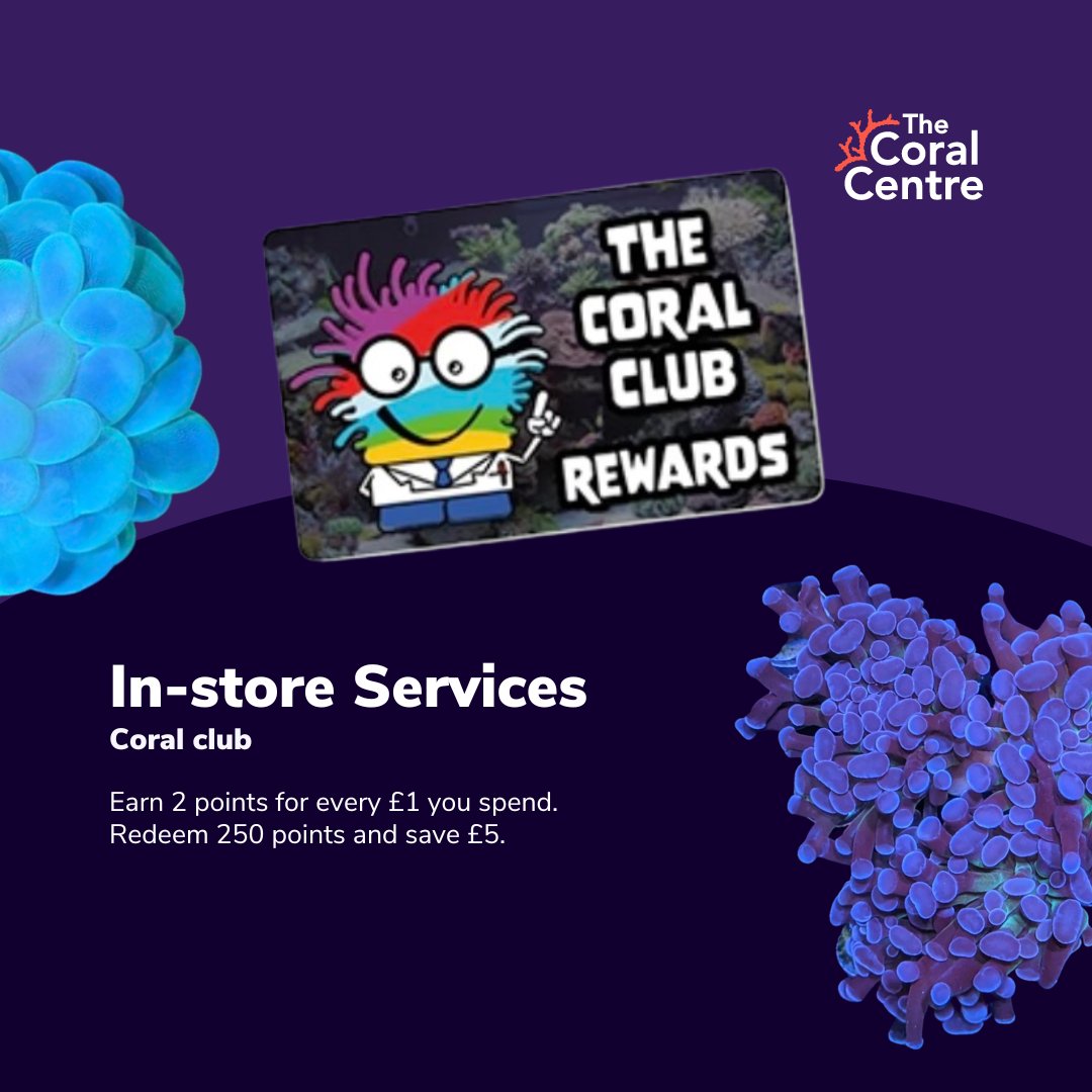 Why not join The Coral Club and earn points while you spend with us, both online and in-store? 🪸

When you reach 250 points, you can redeem that for £5 off your next purchase or save it up for that big purchase. 🛍️

Find out more ➡️ heyor.ca/KamlmD