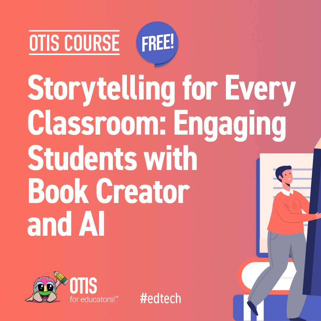 OTIS4educators's tweet photo. Storytelling can help students bring any subject to life! Learn how to get started with storytelling using Book Creator and AI tools in this session on 10/17 at 3PM EDT with @alicekeeler! Sign up: https://t.co/ZAsMDA7Duh #edchat #educatorPD @BookCreatorApp https://t.co/yWrmI2rBI5