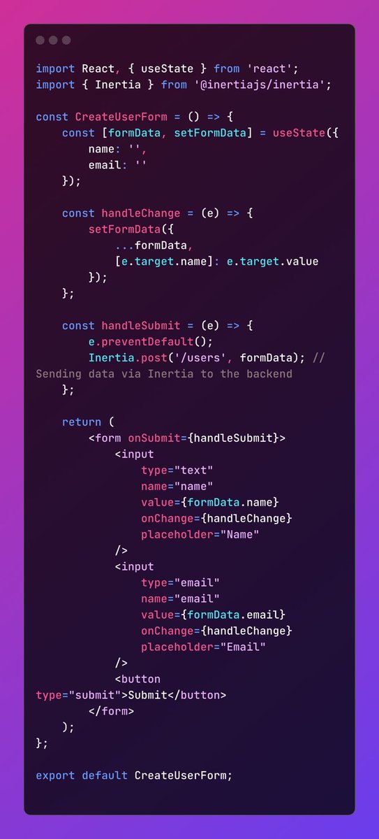 thakuralok99's tweet photo. Loving combination of #reactjs and #inertiajs https://t.co/eoRuDckJeW