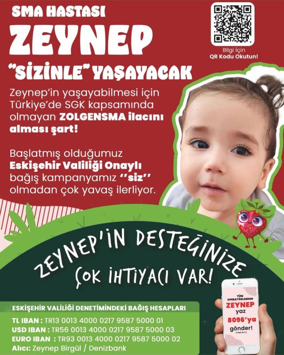 Destek olalım Eskişehirli çocuğumuzu kurtaralım. Toprak bebeğin kaderini değiştiren Eskişehir Zeynep bebeğe de kol kanat gerecektir.