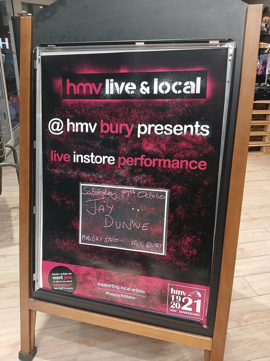 We've yet another fantastic live performance lined up for you this Saturday, this time, coutesy of <a href="/JayDunnMusic/">Jay Dunn</a>.
Drop by <a href="/MillGateBury/">Mill Gate</a> at midday and help us celebrate <a href="/AlbumDayUK/">National Album Day</a> in style.
#hmvLiveandLocal