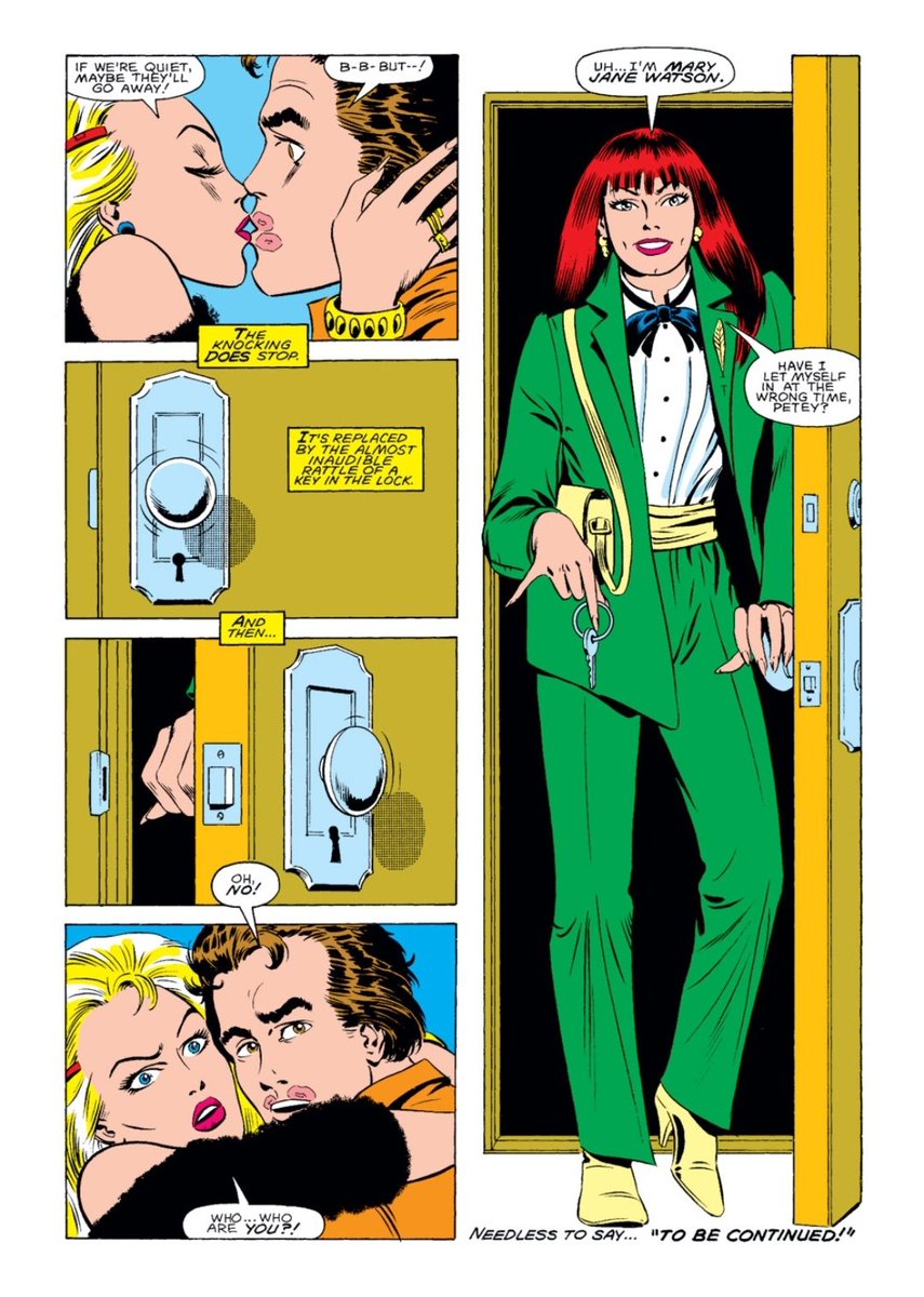 FourColorPulp's tweet image. Guess who&apos;s back?! Mary Jane rockets back onto the scene with ASM 242! It feels like forever since she left the book waaayyyy back when she turned down Peter&apos;s marriage proposal, but I&apos;m happy to finally have my favorite back!