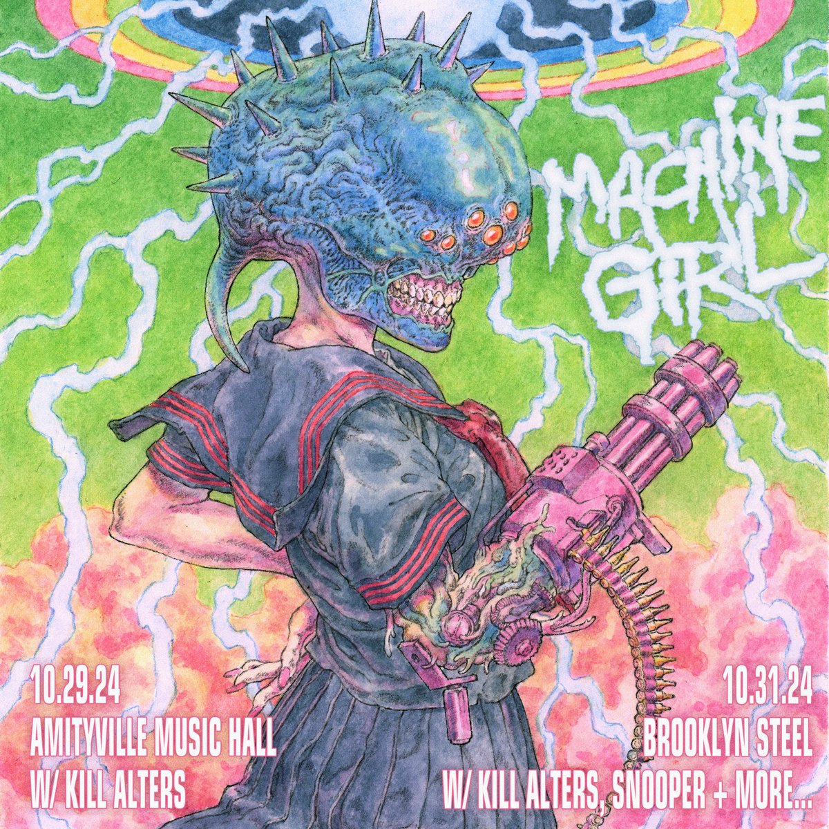 HALLOWEEN IN AMITYVILLE &amp; NEW YORK - NOW WITH SNOOPER &amp; SECRET GUEST.  laylo.com/machin3gir1/m/…

KICKASS FLYER ART BY <a href="/beachghost_/">beachghost</a>