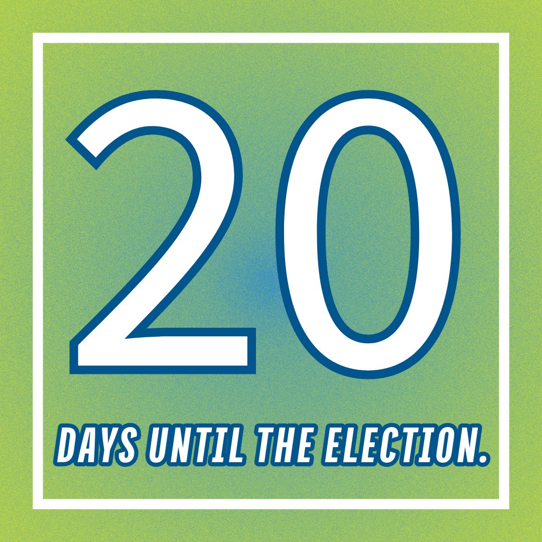 🗳️ 20 Days Until Election Day! 🗳️The countdown is on! Ensure you’re ready by verifying your registration status at #vote.gov. Take this time to educate yourself on the issues and #candidates to be an #informedvoter. Every vote counts!