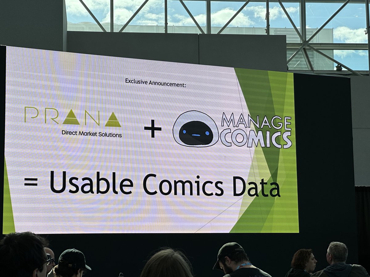 Heidi MacDonald (@comixace) on Twitter photo LIVE from #NYCC Retailer Day! Presentation from <a href="/AtomBangFreeman/">Atom! Freeman</a> on things Prana is doing and some huge news! Partnering with <a href="/managecomics/">managecomics</a> to put together sales data, and presenting some preliminary data including some sales charts. Data based on 32,000 different customers. LIVE from #NYCC Retailer Day! Presentation from <a href="/AtomBangFreeman/">Atom! Freeman</a> on things Prana is doing and some huge news! Partnering with <a href="/managecomics/">managecomics</a> to put together sales data, and presenting some preliminary data including some sales charts. Data based on 32,000 different customers.