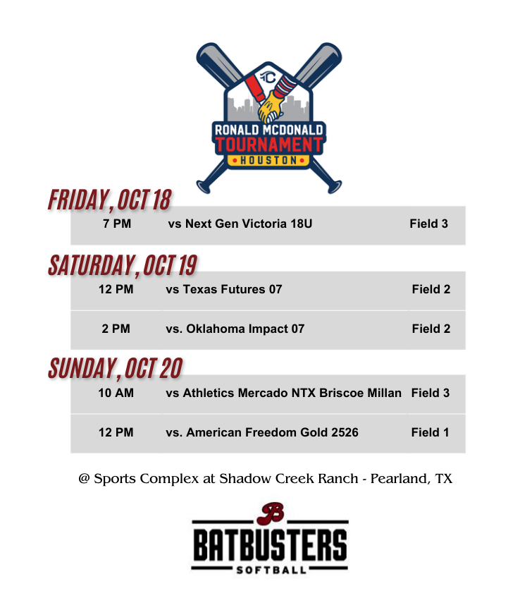 Looking forward to the Triple Crown Ronald McDonald this weekend! <a href="/OCBatbusters_TX/">OC Batbusters Texas</a> <a href="/nicholls_sb/">Nicholls Softball</a> <a href="/CoachRonFrost/">Coach Ron</a>  <a href="/TUSBTigers/">Trinity Softball</a> <a href="/BWittenauer26/">Bailey Wittenauer</a>  <a href="/TroyTrojansSB/">Troy Softball</a> <a href="/e_newellcoach/">Eric Newell</a> <a href="/UHCougarSB/">Houston Softball</a> <a href="/Coach_Ves/">Kristin Vesely</a>  <a href="/RaginCajunsSB/">Louisiana Ragin' Cajuns® Softball</a> <a href="/MeanGreenSB/">UNT Softball</a> @rodneydelong @utamavssb <a href="/ACU_Softball/">ACU Softball</a> <a href="/TarletonSB/">Tarleton State Softball</a>